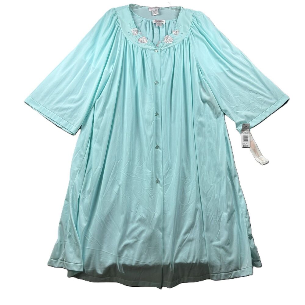 Shadowline Women Nightgown & Robe NEW Peignoir Set Lingerie Maxi Nylon 3X Q217